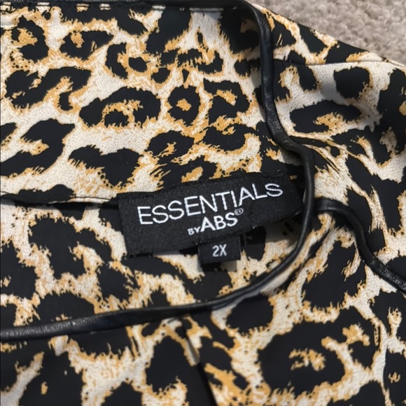 Essentials by ABS Leopard Print Top with Black Leather Trim - Picture 2 of 10